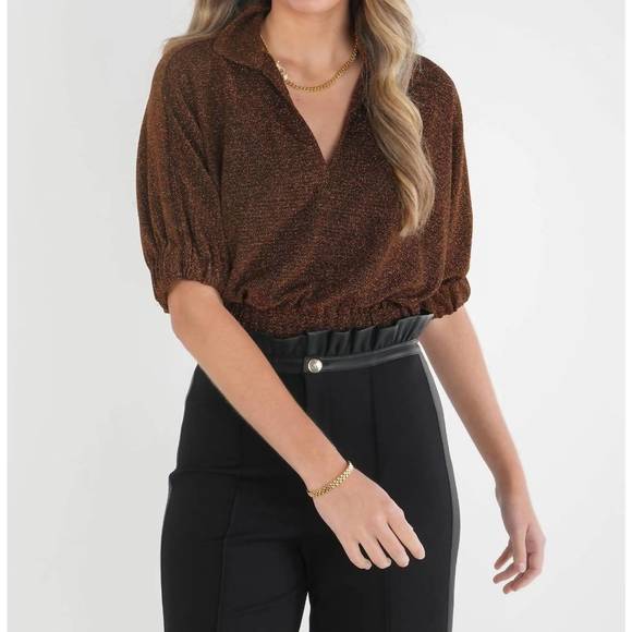 NEW EMILY MCCARTHY poppy crop sweater in black gold - Picture 1 of 2